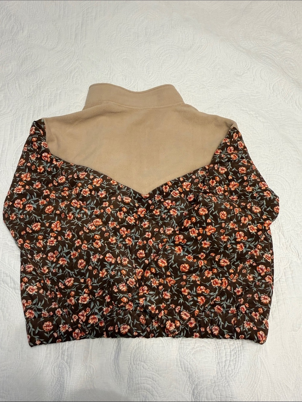 ODDY Brown Floral Quilted Puffer Jacket with Tan Yoke - Picture 5 of 6
